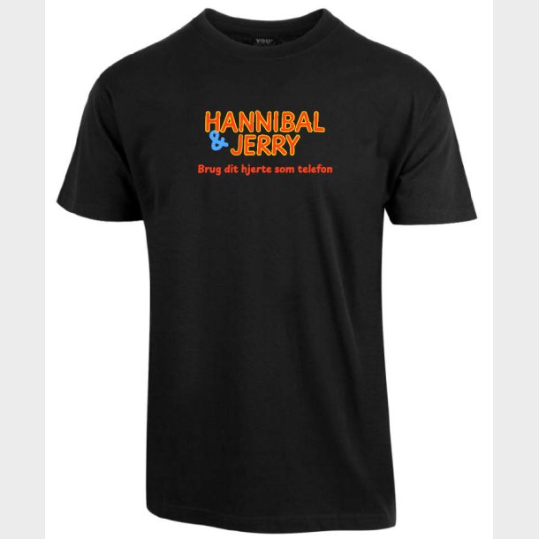 HANNIBAL &amp; JERRY T-SHIRT STR. MEDIUM Brug dit hjerte som telefon